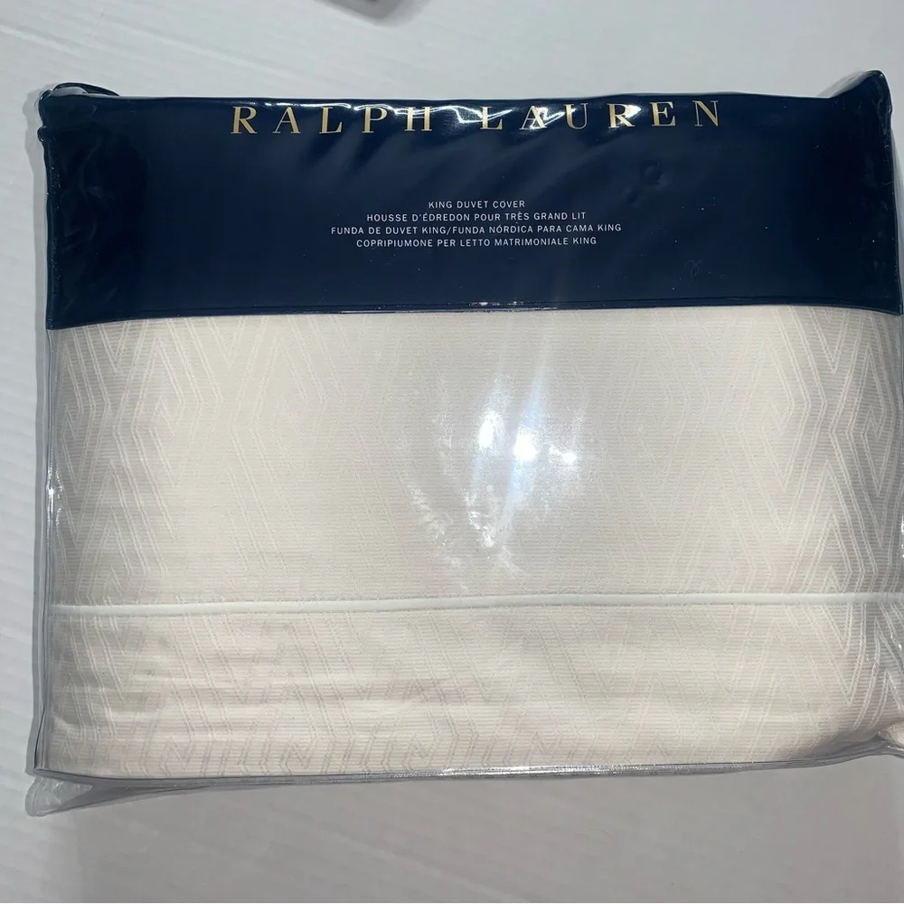 NEW Ralph Lauren Park Row HAYDEN Duvet Cover. King.‎ Cream. 100% Cotton